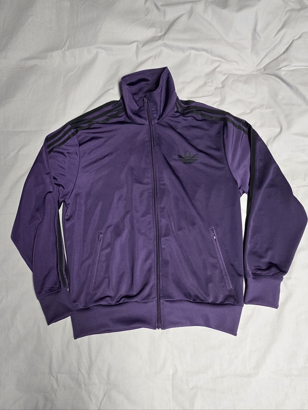 Adidas Purple Track Jacket with Black Stripes Size M